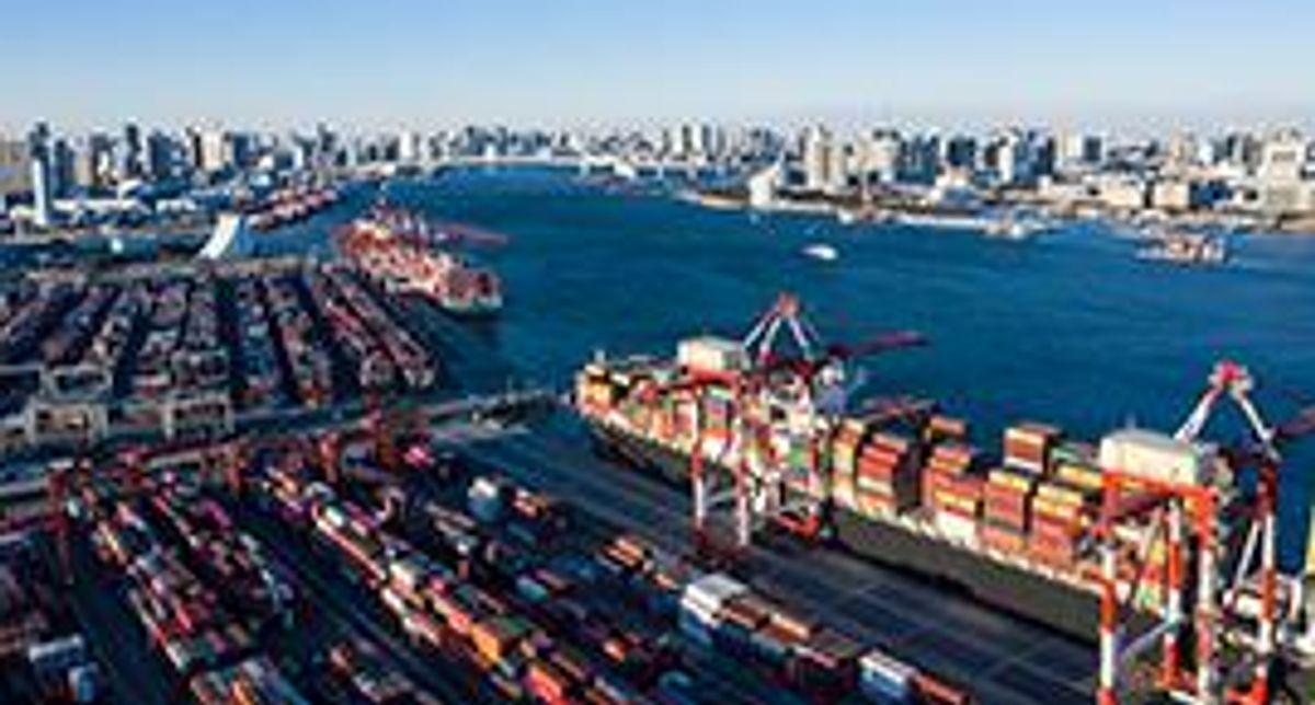 Container ships in port