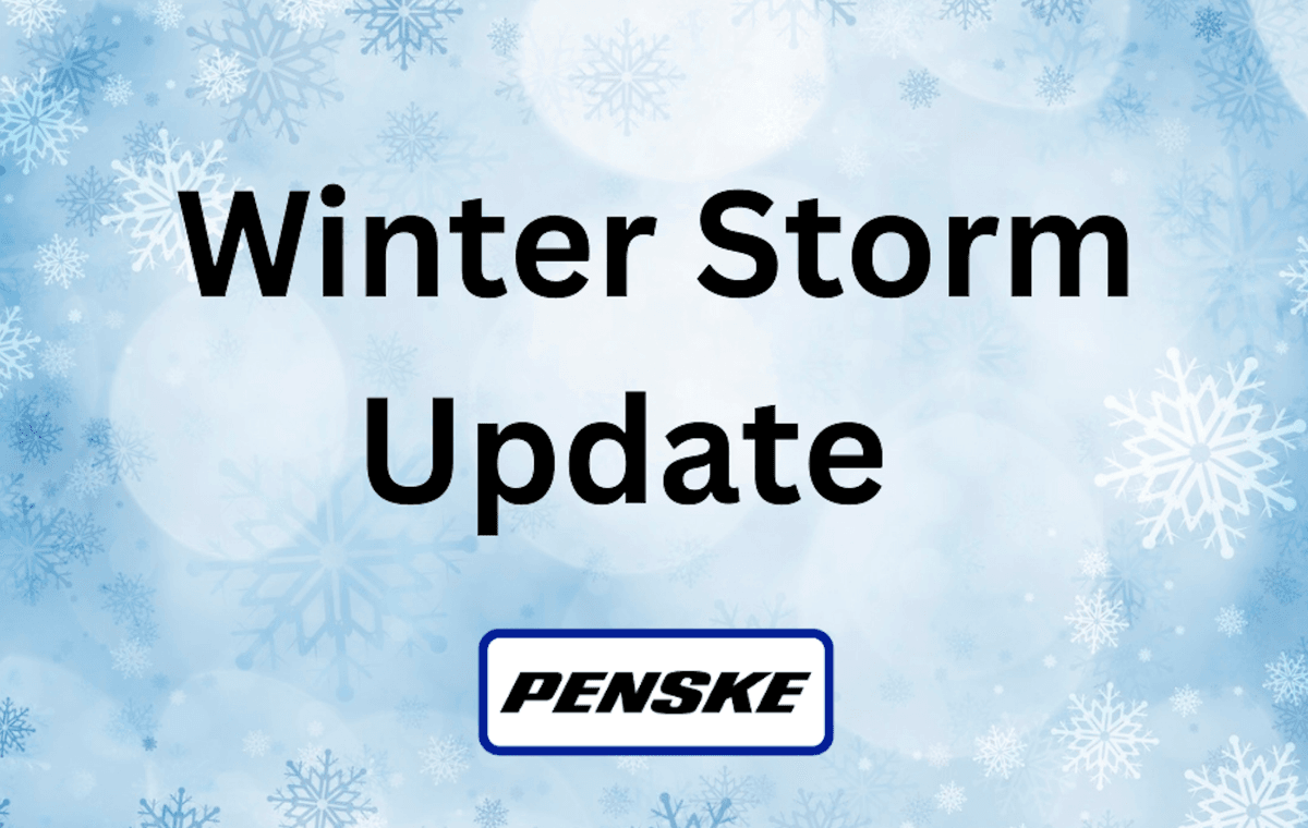 Winter Storm Update message with snowflakes in the background